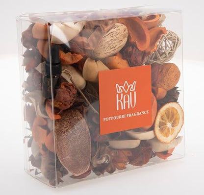 KAV Potpourri Dry Flower Petal Scented Mix for All Seasons and Holidays, Clear Box 14oz Mix - Home Fragrance Aroma Filler for Bowls, Dishes and Vases, Home Décor Dried Petals and Oil - Orange