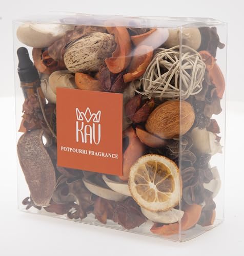 KAV Potpourri Dry Flower Petal Scented Mix for All Seasons and Holidays, Clear Box 14oz Mix - Home Fragrance Aroma Filler for Bowls, Dishes and Vases, Home Décor Dried Petals and Oil - Orange