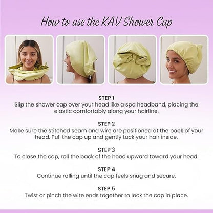 KAV Luxury Triple Layer Shower Caps - Purple