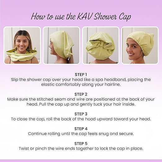 KAV Luxury Triple Layer Shower Caps - Purple