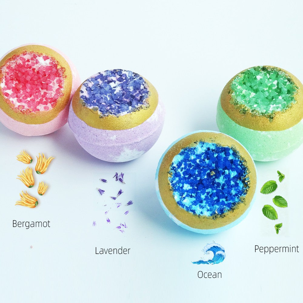KAV 4-Piece Geode Bath Bomb Gift Set