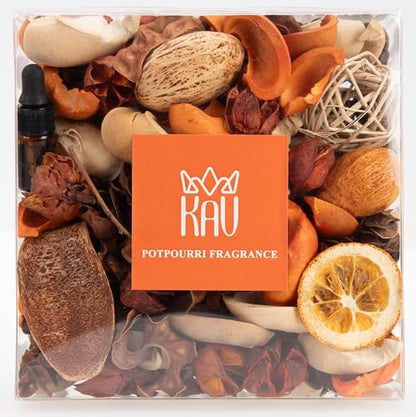 KAV Potpourri Dry Flower Petal Scented Mix for All Seasons and Holidays, Clear Box 14oz Mix - Home Fragrance Aroma Filler for Bowls, Dishes and Vases, Home Décor Dried Petals and Oil - Orange