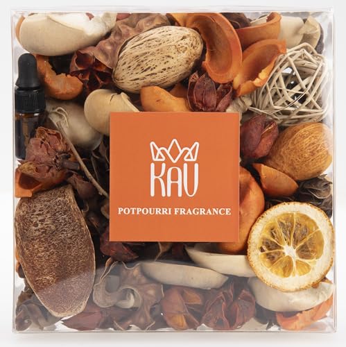 KAV Potpourri Dry Flower Petal Scented Mix for All Seasons and Holidays, Clear Box 14oz Mix - Home Fragrance Aroma Filler for Bowls, Dishes and Vases, Home Décor Dried Petals and Oil - Orange