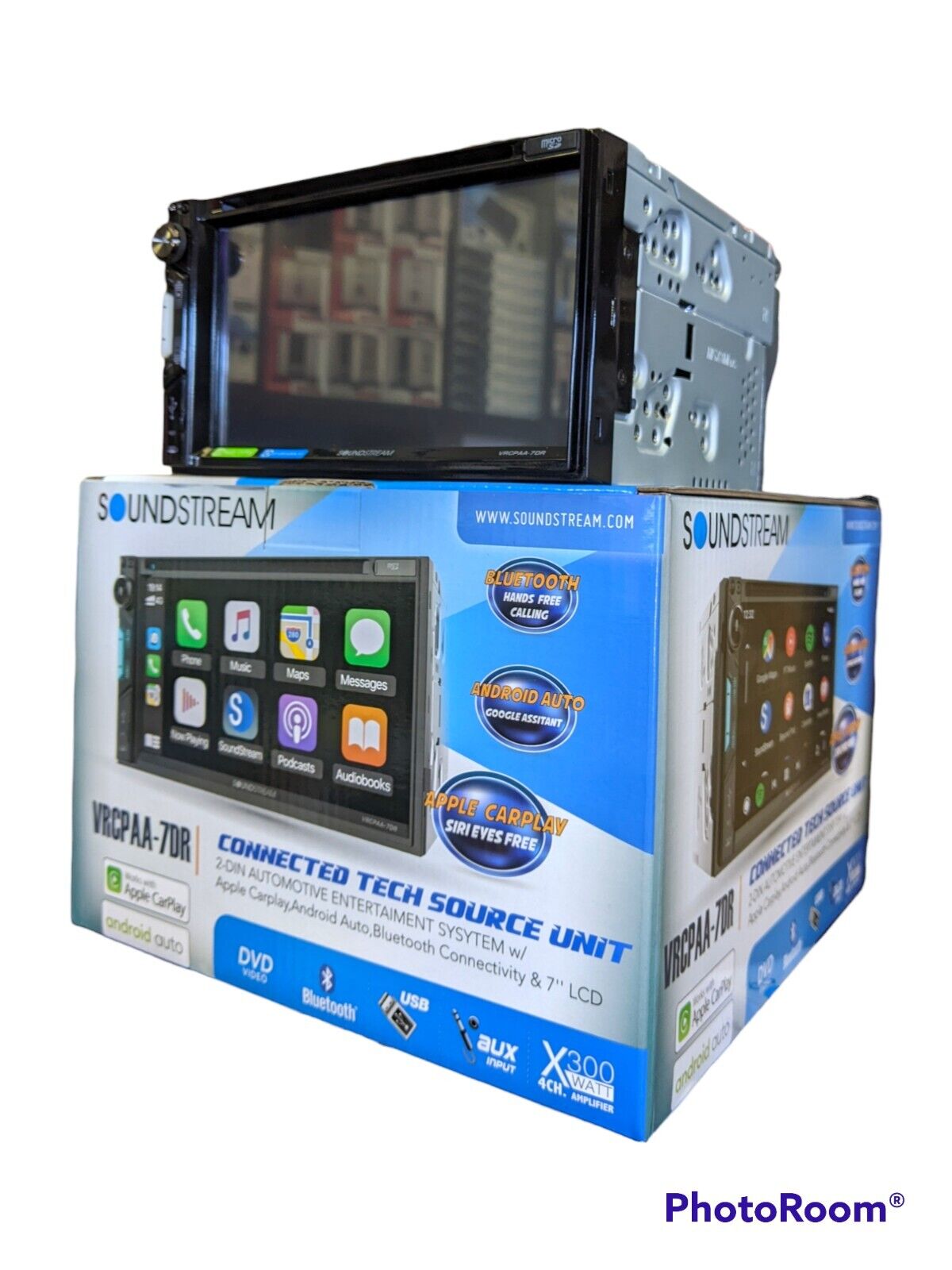 Soundstream VRCPAA-7DR 7 Inch Apple Carplay Double Din, Android Auto Car Stereo Bluetooth