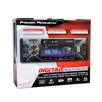 Power Acoustik PL-430HB 4.3″ 1-Din Mechless Car Stereo Usb, Aux, Sd, Bluetooth