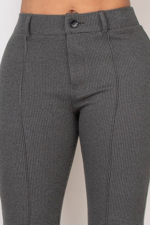 Houndstooth Flare High-Rise Pants/ Office Wear