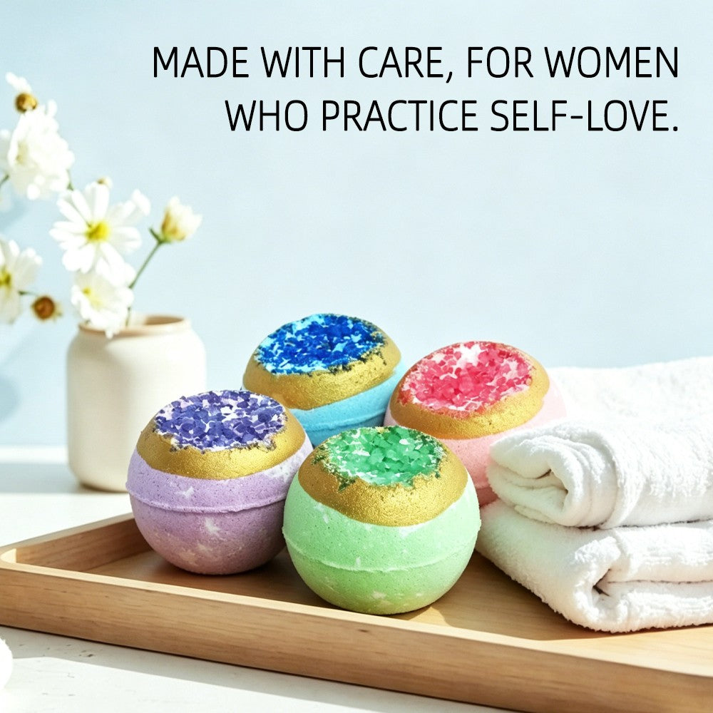 KAV 4-Piece Geode Bath Bomb Gift Set