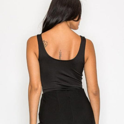 Rhinestones Scoop-Cut Back Sleeveless Bodysuit