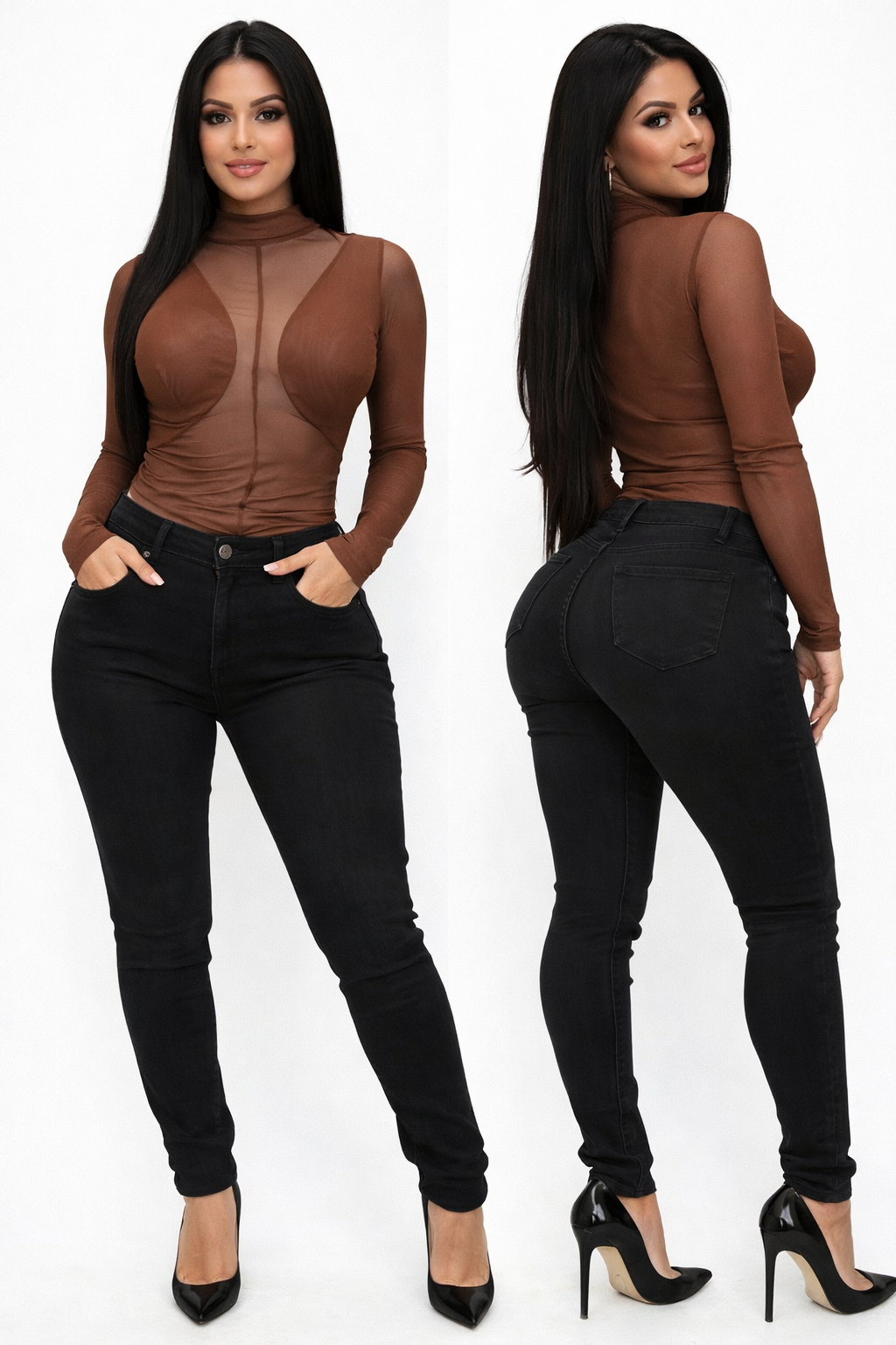 Mesh Tops See Through Shirts Sheer Blouse/ Crop top