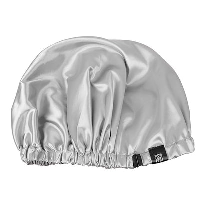 Satin Bonnet for Women, XL Reversable Beanie for Various Hair Types, Satin Sleeping Cap with Adjustable Strap, 2-Tone 2-Layer (Grey)