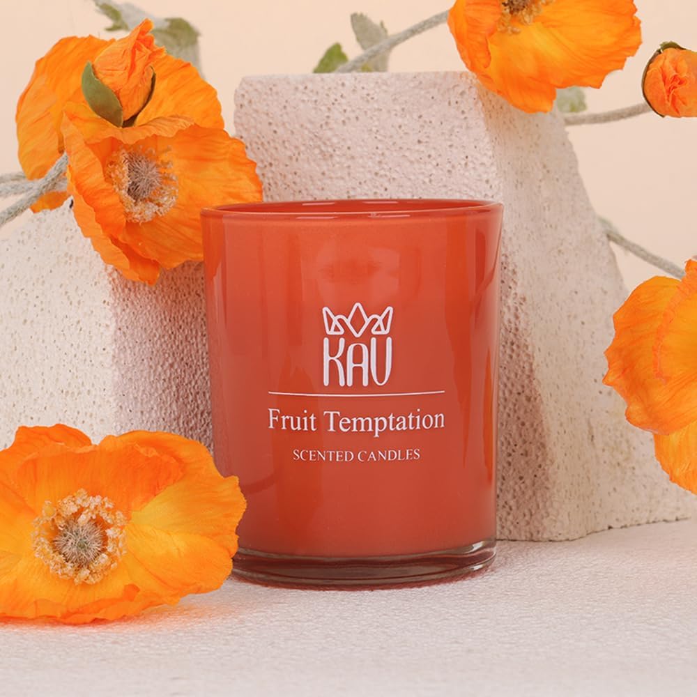 KAV Fruit Temptation Scented Candles, 150G Natural Soy Wax Premium Candle, Fresh Tones and Elegant Look