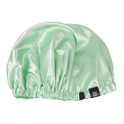 Satin Bonnet for Women, XL Reversable Beanie for Various Hair Types, Satin Sleeping Cap with Adjustable Strap, 2-Tone 2-Layer (Green)