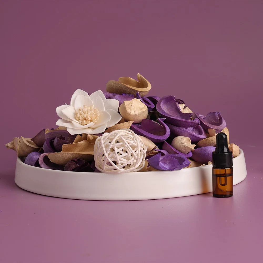 KAV Potpourri Dry Flower Petal Scented Mix for All Seasons and Holidays, Clear Box 14oz Mix - Home Fragrance Aroma Filler for Bowls, Dishes and Vases, Home Décor Dried Petals and Oil - Purple