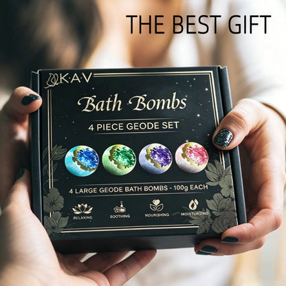 KAV 4-Piece Geode Bath Bomb Gift Set