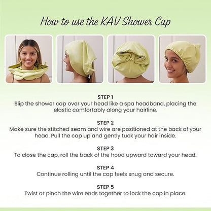 KAV Luxury Triple Layer Shower Caps - Green