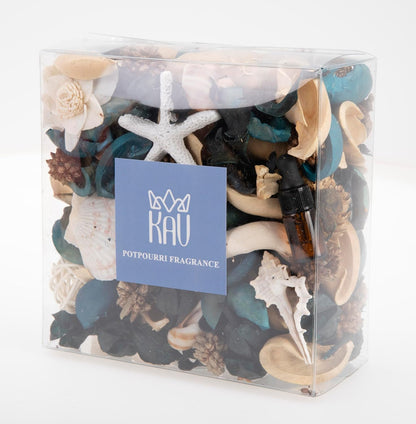 KAV Potpourri Dry Flower Petal Scented Mix for All Seasons and Holidays, Clear Box 14oz Mix - Home Fragrance Aroma Filler for Bowls, Dishes and Vases, Home Décor Dried Petals and Oil - Blue