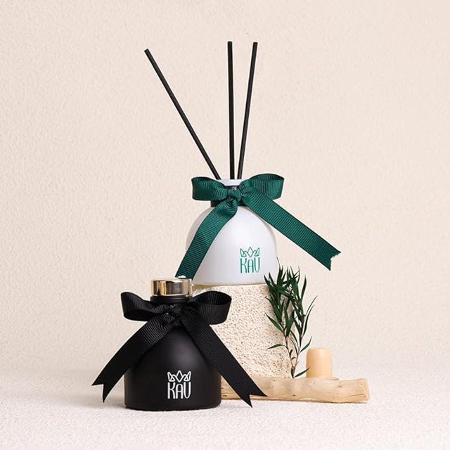 KAV Reed Diffuser Set, Aroma Scented Diffuser with Sticks, Aromatherapy Reed Oil Diffuser, Home Fragrance Gift for Bathroom Office Shelf Décor - First Encounter (Pure Gardenia)