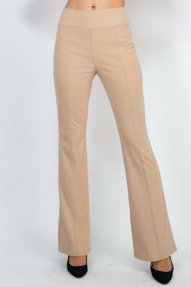 Mid-Rise Fit & Flare Elastic Pants