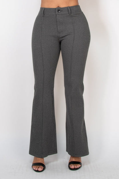 Houndstooth Flare High-Rise Pants/ Office Wear