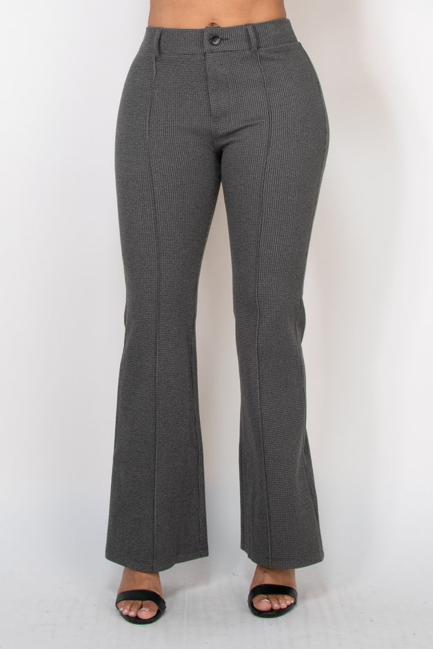 Houndstooth Flare High-Rise Pants/ Office Wear