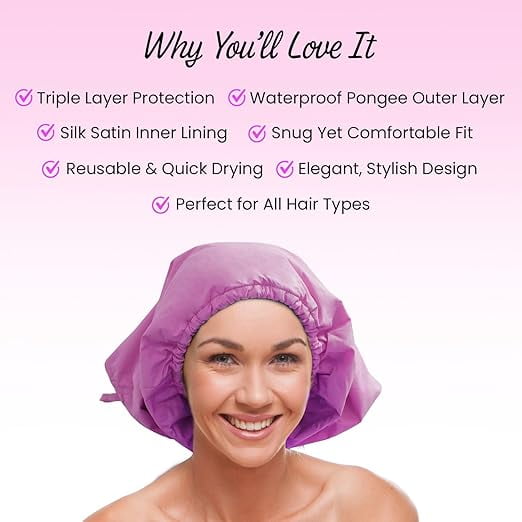 KAV Luxury Triple Layer Shower Caps - Purple