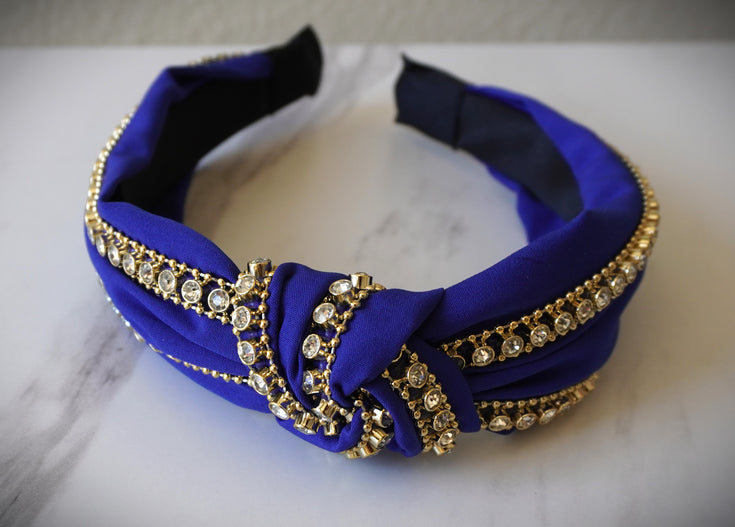 Rhinestone Knotted Headband Sparkle Rhinestone Chain Top Knot Headband for Women Girls