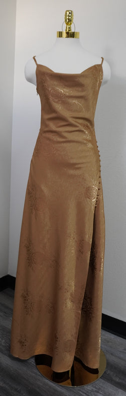 Gold Floral Long Dress/ Elegant Dress