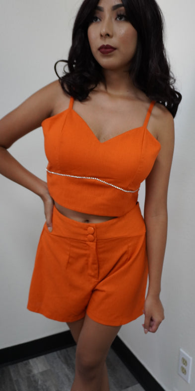 Women's Summer Two-piece short outfit Sexy crop top