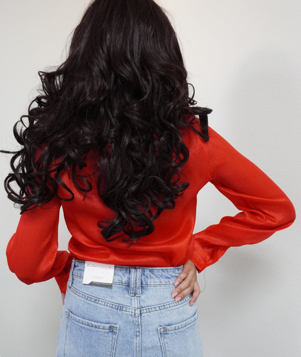 FLORAL APPLIQUE EMBELLISHED BLOUSE