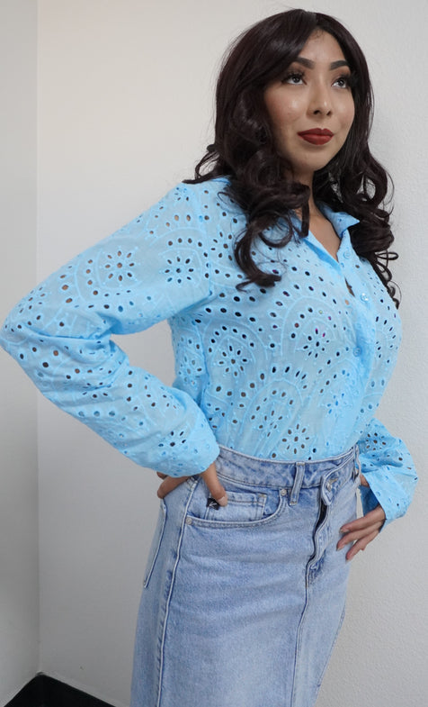 Embroidered Long Sleeve Blouse