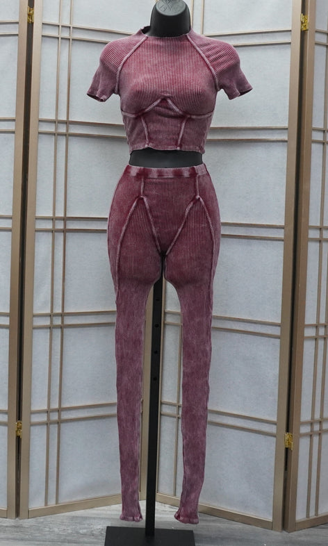 Washed Sport Set / Leggings and Crop Top