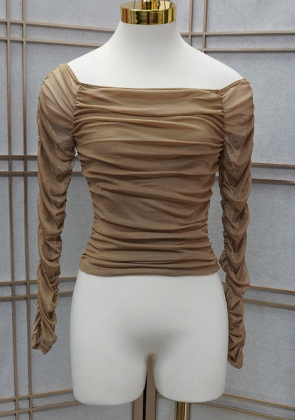 Off The Shoulder Mesh Long Sleeve/ Long Sleeve crop top