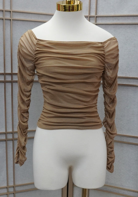 Off The Shoulder Mesh Long Sleeve/ Long Sleeve crop top