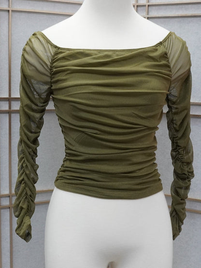 Off The Shoulder Mesh Long Sleeve/ Long Sleeve crop top