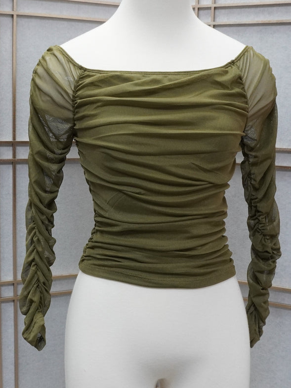 Off The Shoulder Mesh Long Sleeve/ Long Sleeve crop top