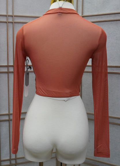 Mesh Tops See Through Shirts Sheer Blouse/ Crop top