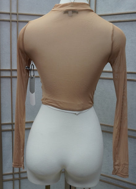 Mesh Tops See Through Shirts Sheer Blouse/ Crop top