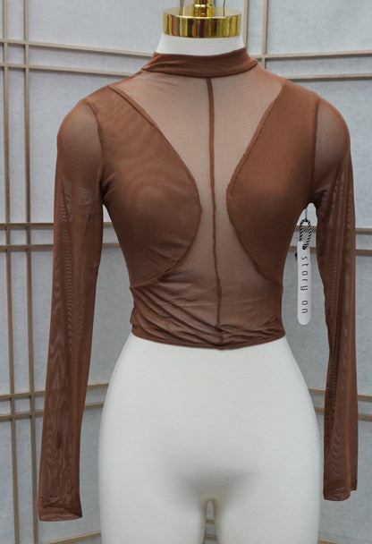 Mesh Tops See Through Shirts Sheer Blouse/ Crop top