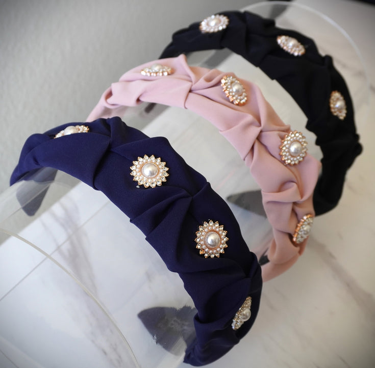 Vintage rhinestone headband for women, velvet hair twist wide headband, fashion cute hair hoop headbands for girls.