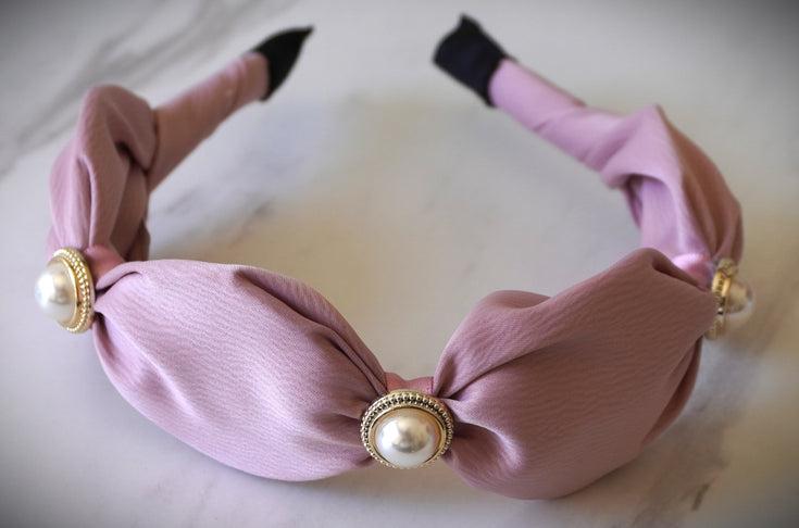 French baroque fashion Hairband wide edge faux pearl ruffle fabric sweet Hair Hoop