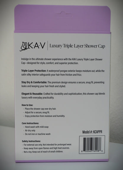 KAV Luxury Triple Layer Shower Caps - Purple