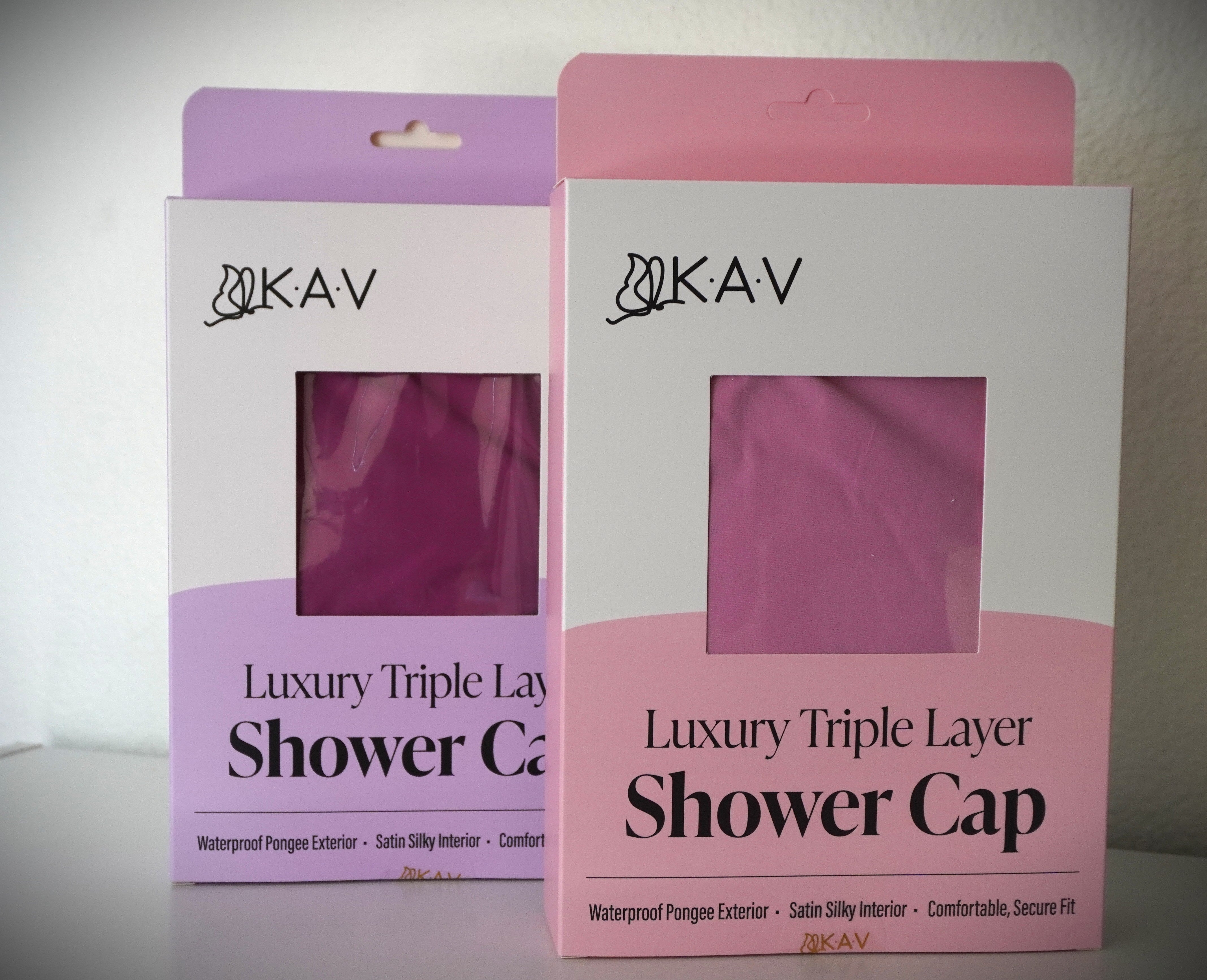 KAV Luxury Triple Layer Shower Caps - Pink