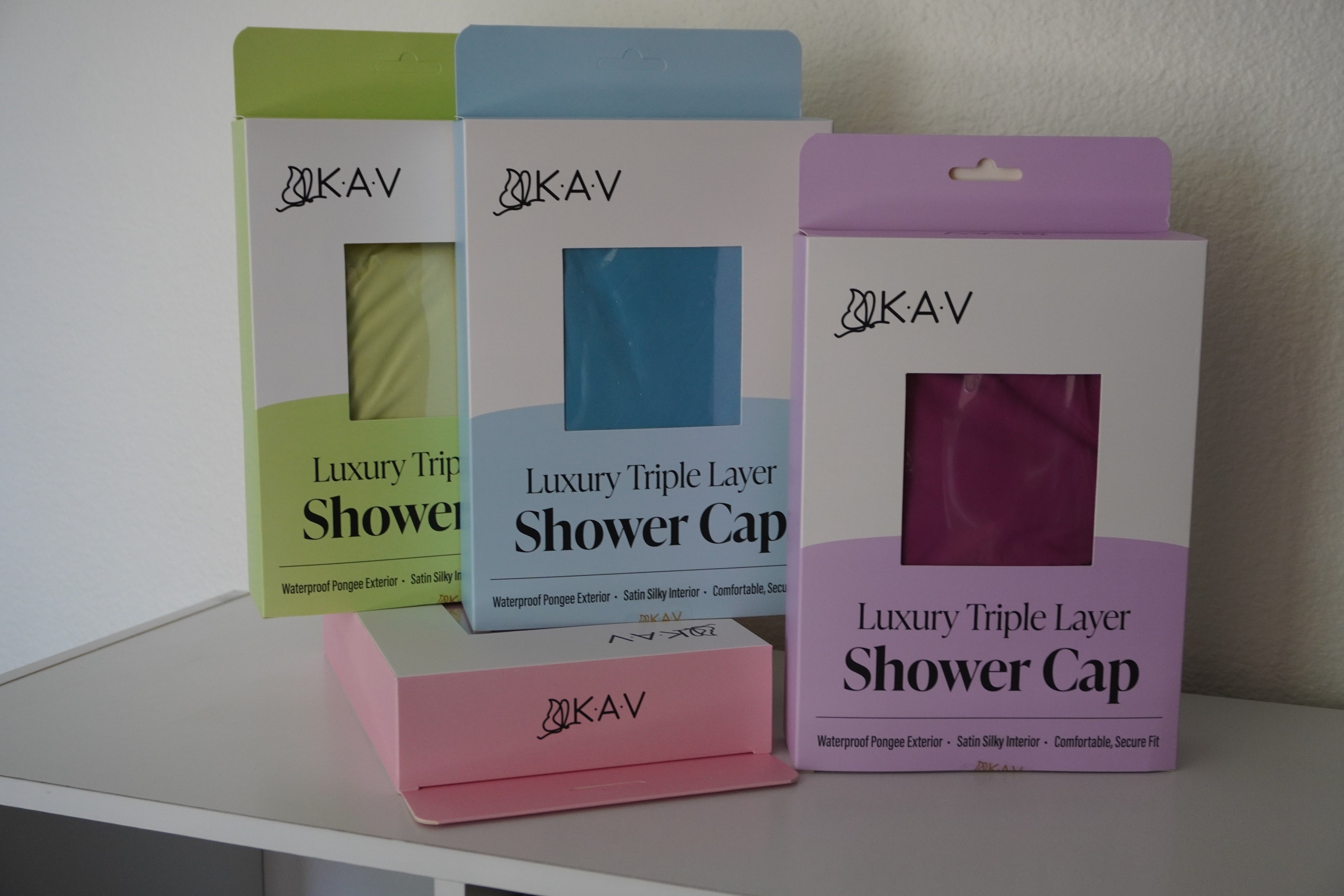 KAV Luxury Triple Layer Shower Caps - Blue
