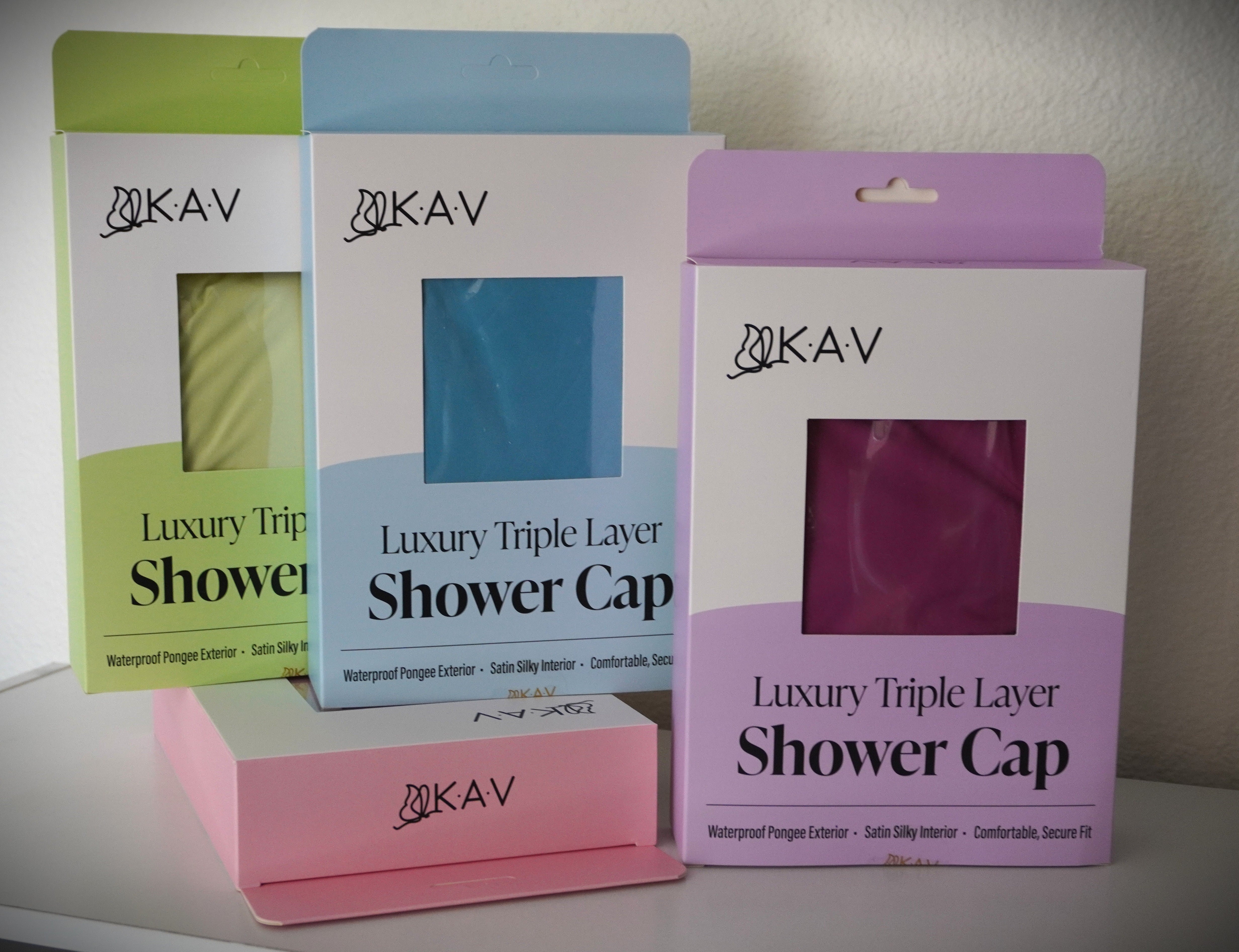 KAV Luxury Triple Layer Shower Caps - Purple
