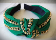 Rhinestone Knotted Headband Sparkle Rhinestone Chain Top Knot Headband for Women Girls