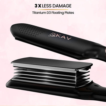 Gemma Gloom - Black Ceramic Coated Hair Straightener, Flat Curling Iron & Accessory Set, Quality 3D Titanium Plates w/ Auto Shut Off