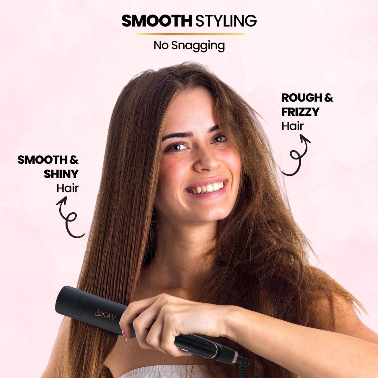 Gemma Gloom - Black Ceramic Coated Hair Straightener, Flat Curling Iron & Accessory Set, Quality 3D Titanium Plates w/ Auto Shut Off