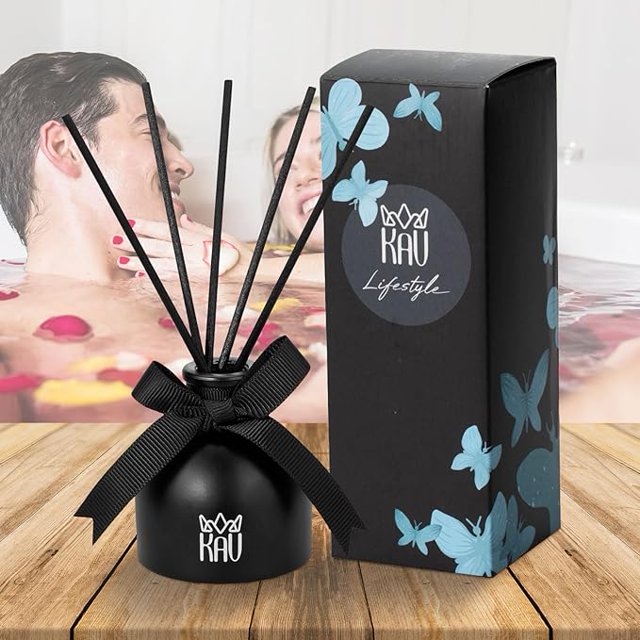 KAV KAV Reed Diffuser Set, Aroma Scented Diffuser with Sticks, Aromatherapy Reed Oil Diffuser, Home Fragrance Gift for Bathroom Office Shelf Décor (Shadow Musk)