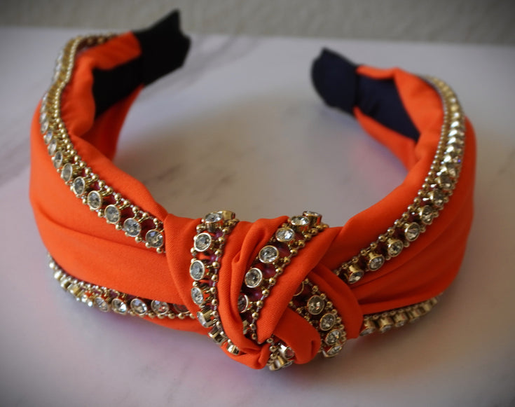 Rhinestone Knotted Headband Sparkle Rhinestone Chain Top Knot Headband for Women Girls