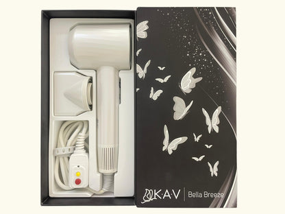 Hair Dryer, KAV Bella Breeze High-Speed Brushless Motor Negative Ionic Blow Dryer for Fast Drying, 110000 RPM Low Noise Hair Dryer, Travel Friendly Temp-Control Hairdryer with Nozzle